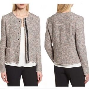 HUGO BOSS Koralie Fringed Tweed Jacket Size 6